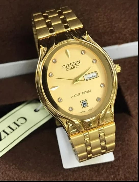 Latest Watch for Men in Golden Color with Day and Date Feature